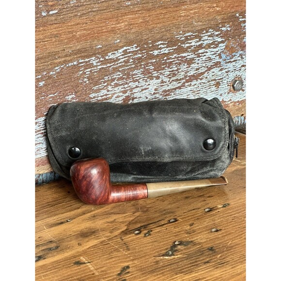 Vintage Estate Lord Chesterfield Tobacco Pipe w/ Leather Tobacco Bag - Picture 1 of 8